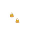 Two candy corn-shaped earrings on a white background