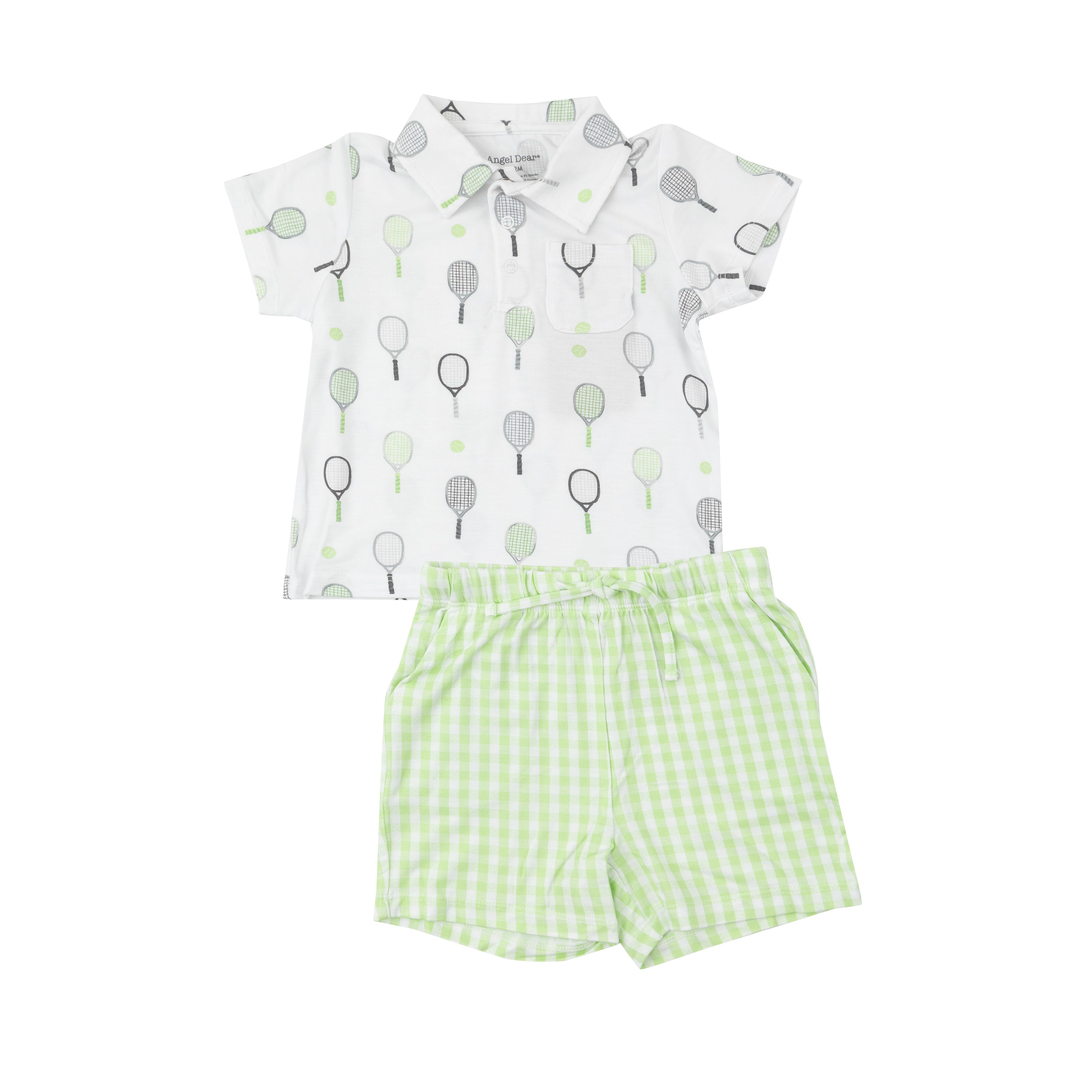 Polo Shirt/Short Set - Mini Green Gingham