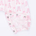 Baby romper with pink ballet dancer print on a white background