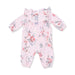Floral-patterned baby onesie on a white background