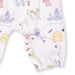Baby onesie with colorful animal print on a white background