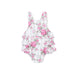 Floral sunsuit with pink flowers on a white background