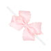 Light Pink Grosgrain Hair Bow with Embossed Eyelet Edge on White Nylon Band