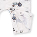 Baby romper with tractor design on a white background