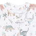 Baby romper with dinosaur pattern on a white background