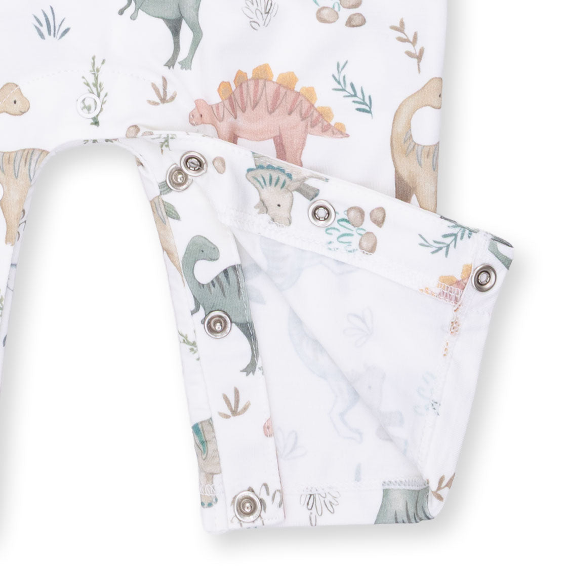 Baby romper with dinosaur patterns on a white background