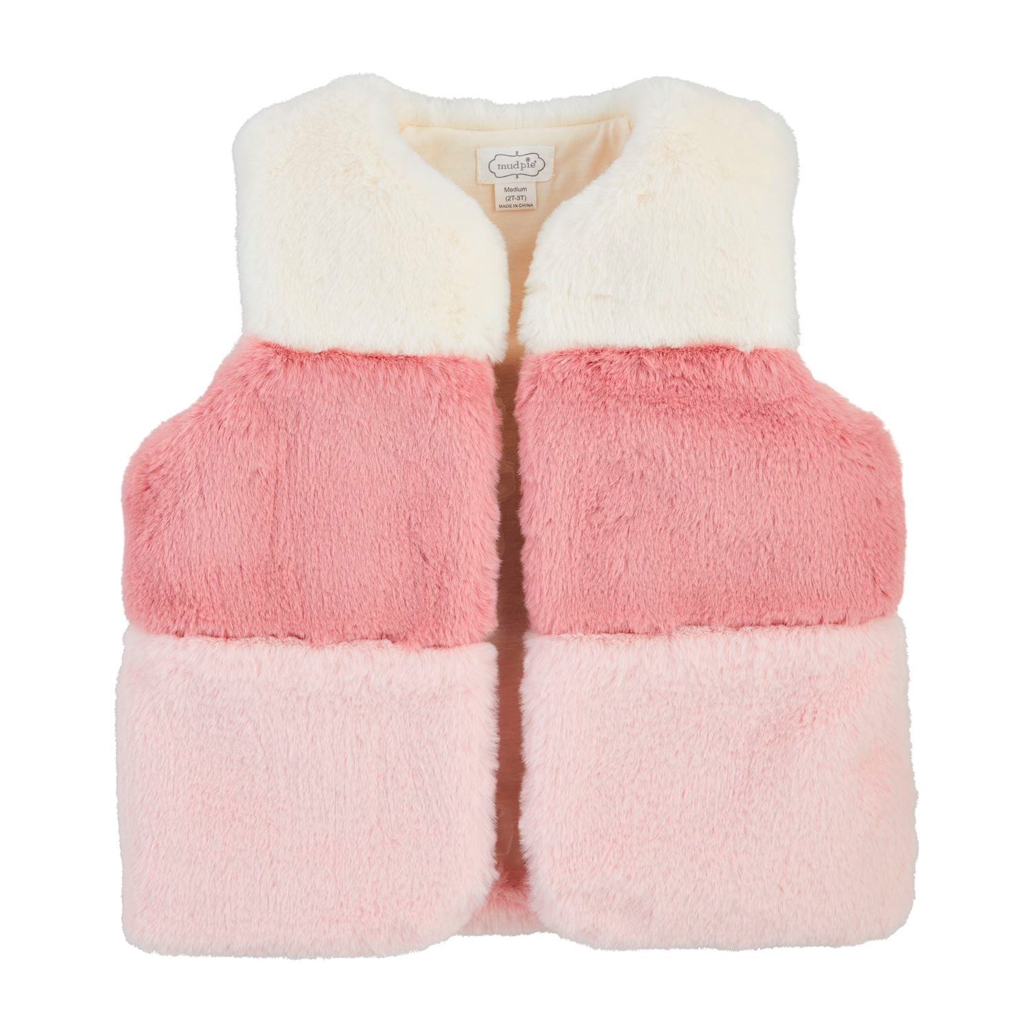 Fur Vest - Pink Color Block