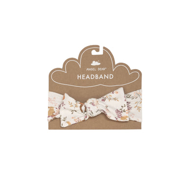 White bow with floral and woodland animal print