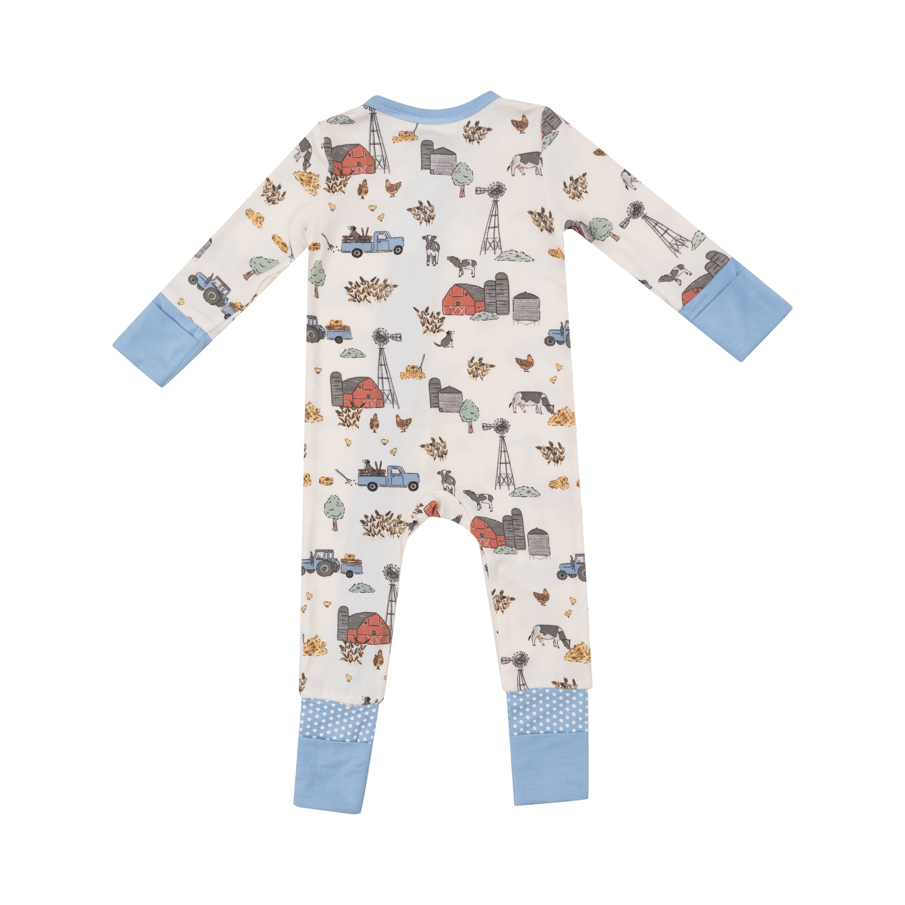 Zippered Romper - Hay Farmer Blue