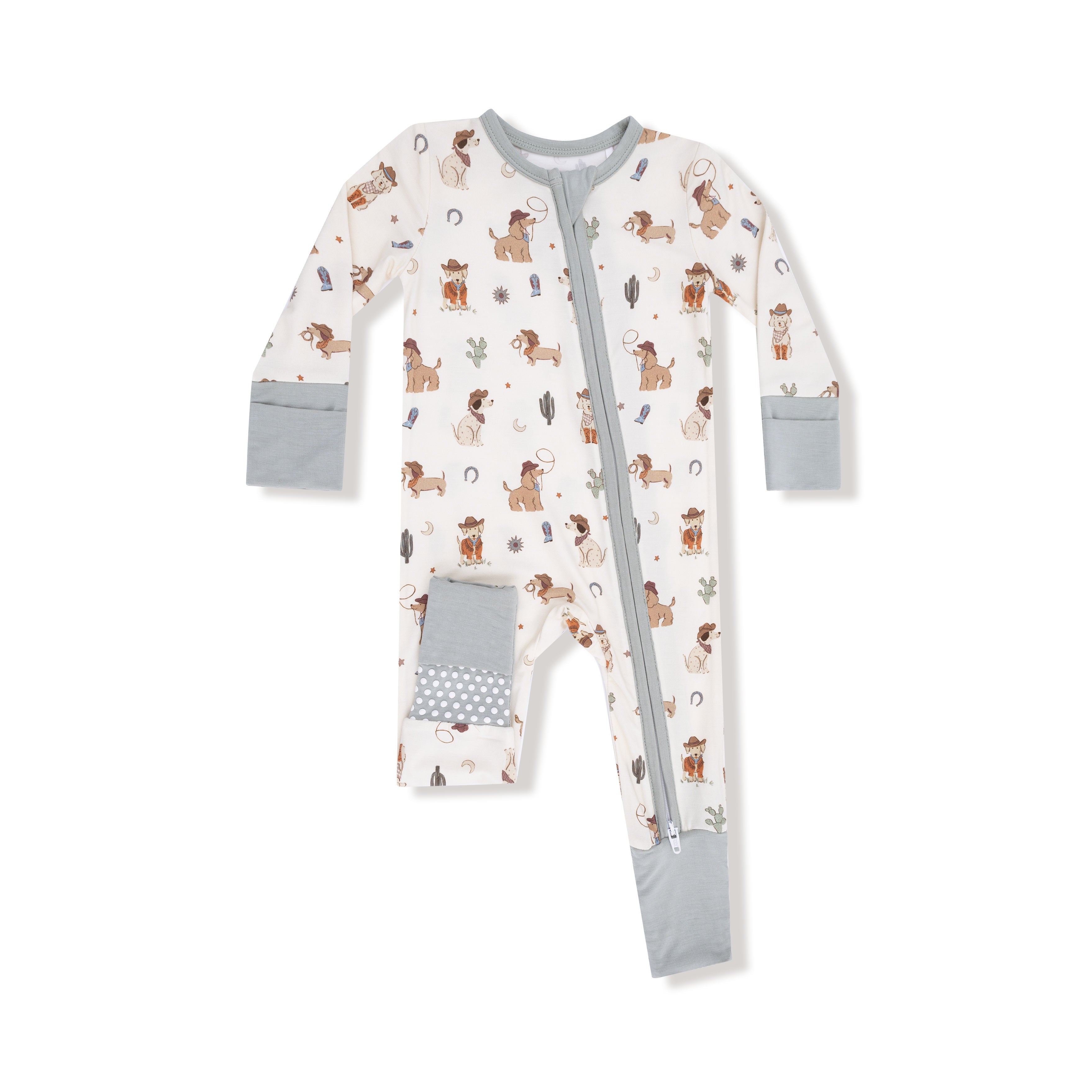 Zippered Romper - Cowboy Dogs
