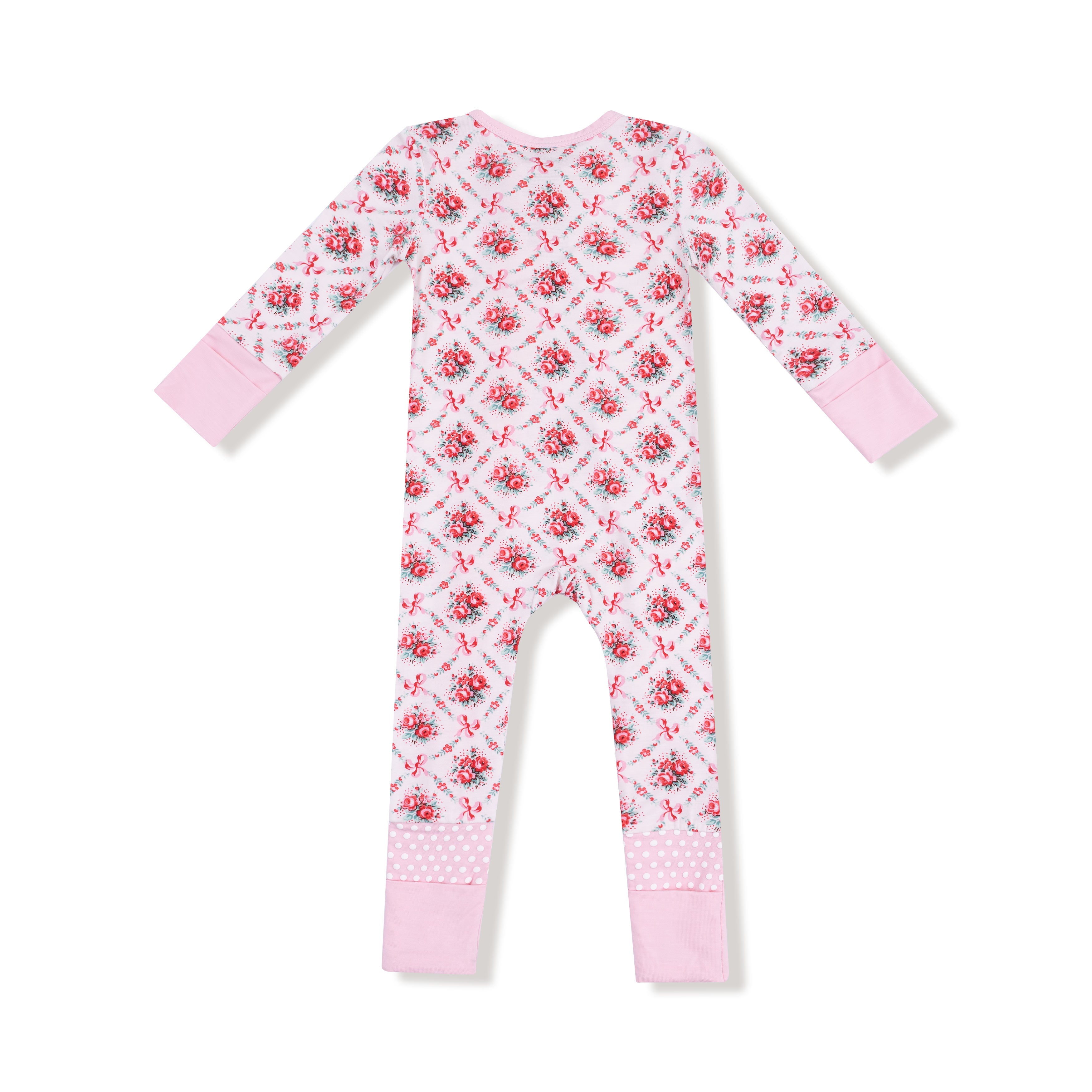 Zippered Romper - Rose Bow Lattice
