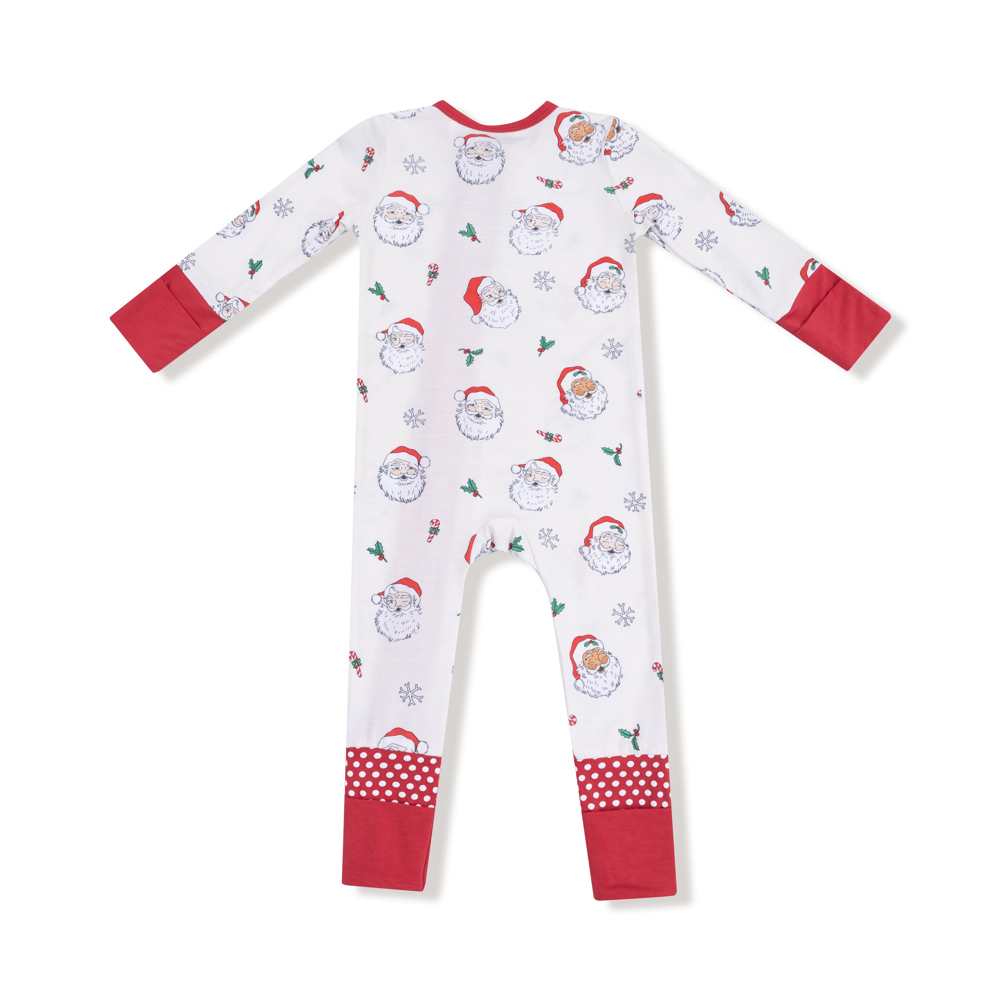 Zippered Romper - Vintage Santas