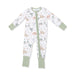 Baby onesie with dinosaur pattern on a white background