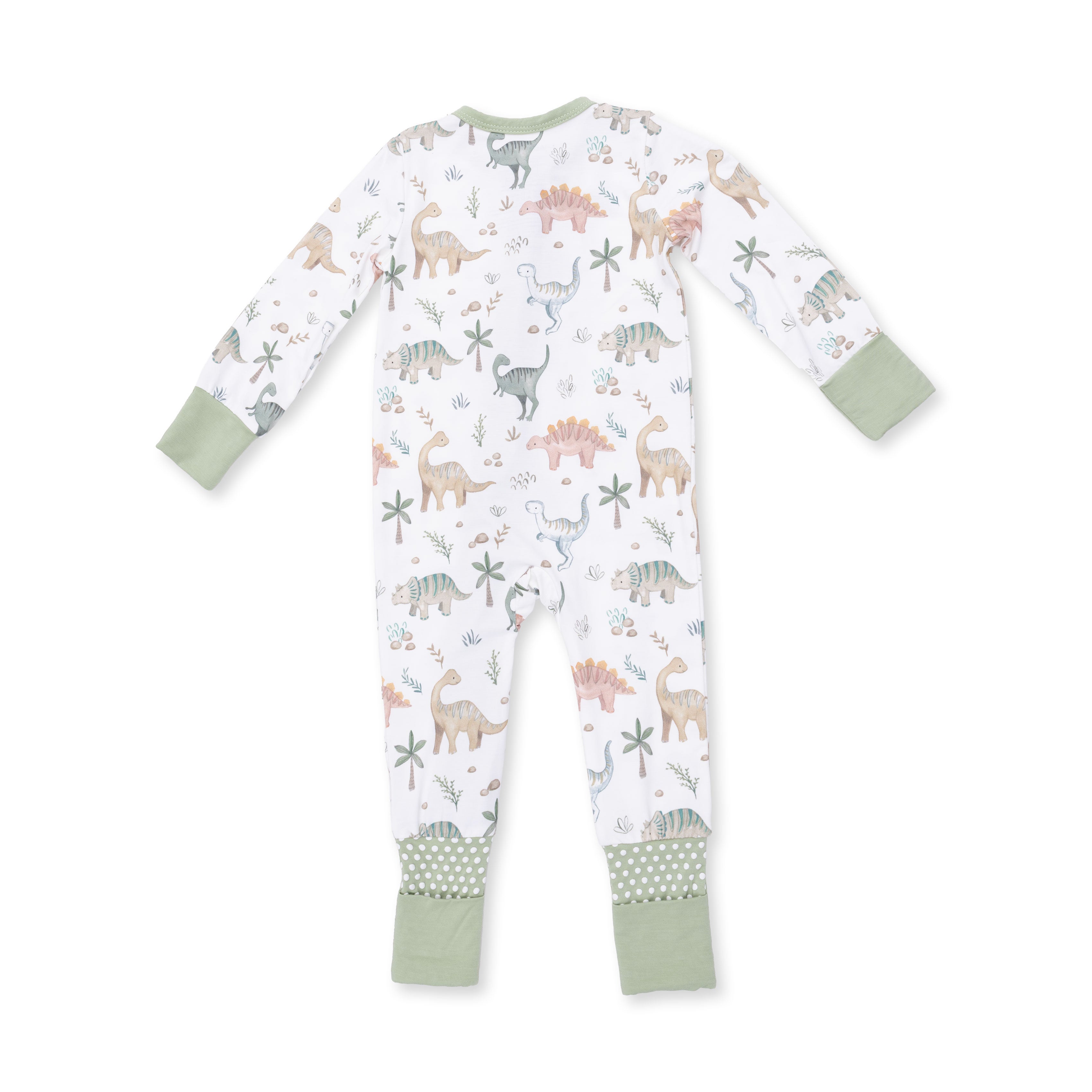 Children's onesie with dinosaur pattern on a white background