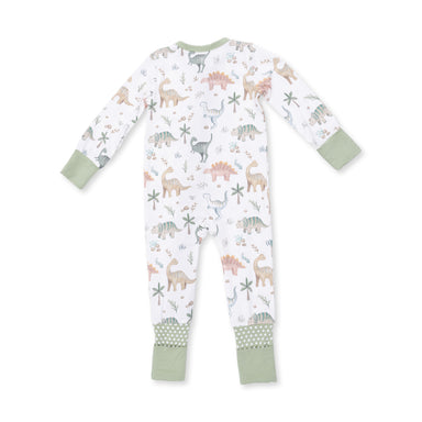 Children's onesie with dinosaur pattern on a white background