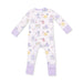 Children's onesie with a colorful pattern on a white background
