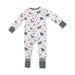 Children's onesie with woodlands animal pattern on a white background