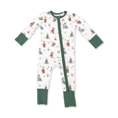 Baby pajamas with a winter sports dogs themed pattern.