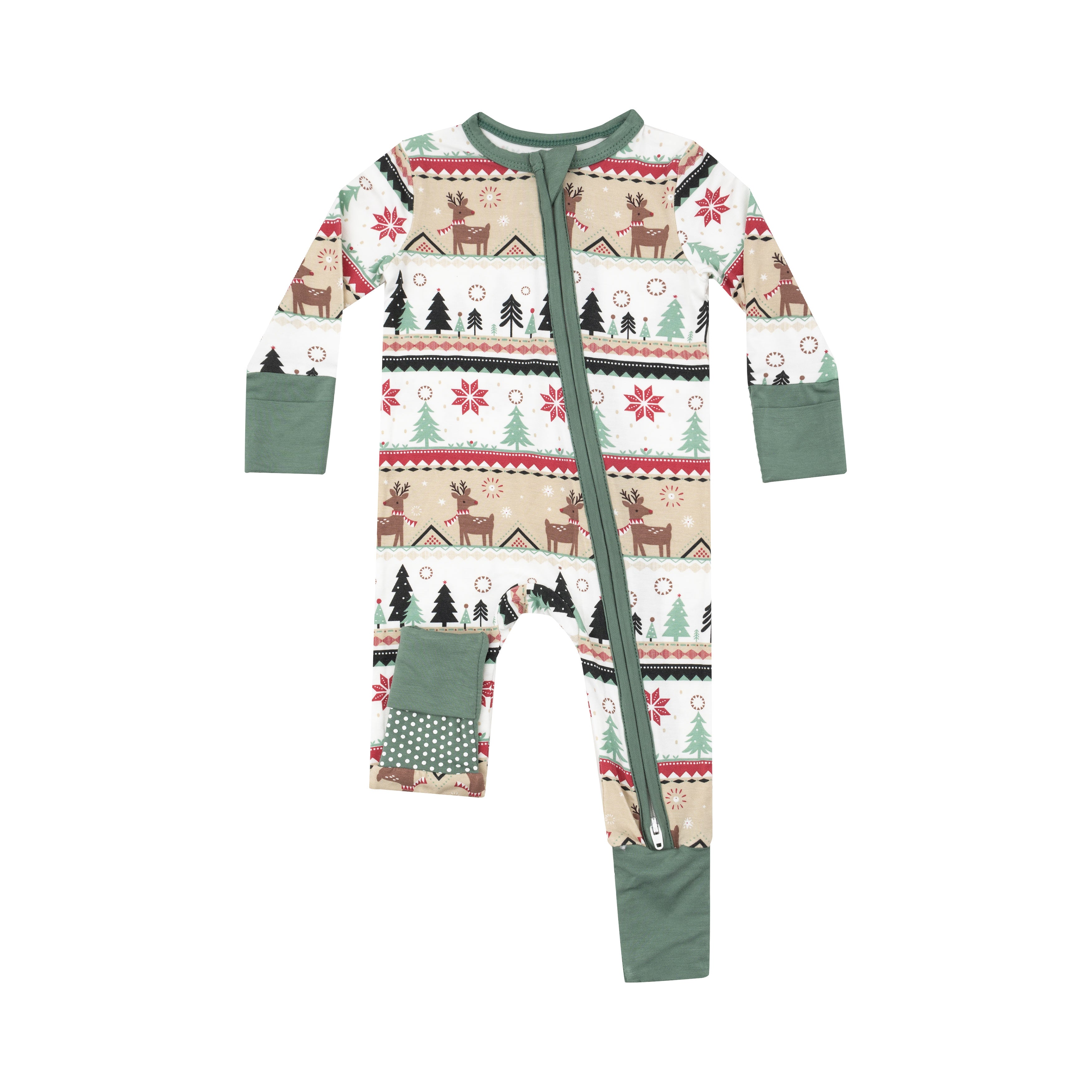 Zippered Romper - Reindeer Fair Isle