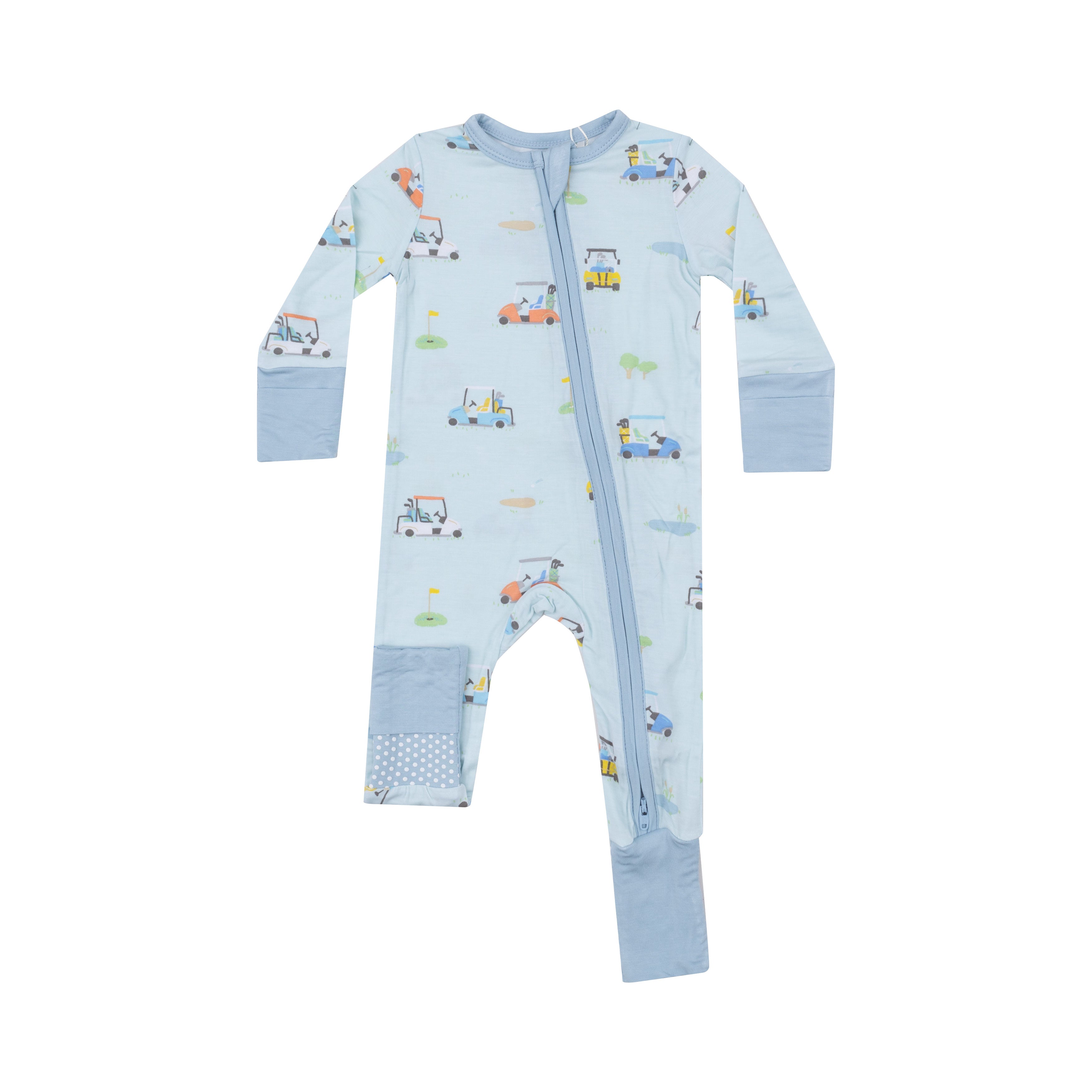 Zippered Romper - Golf Carts Blue