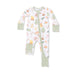 Baby onesie with camping pattern on a white background