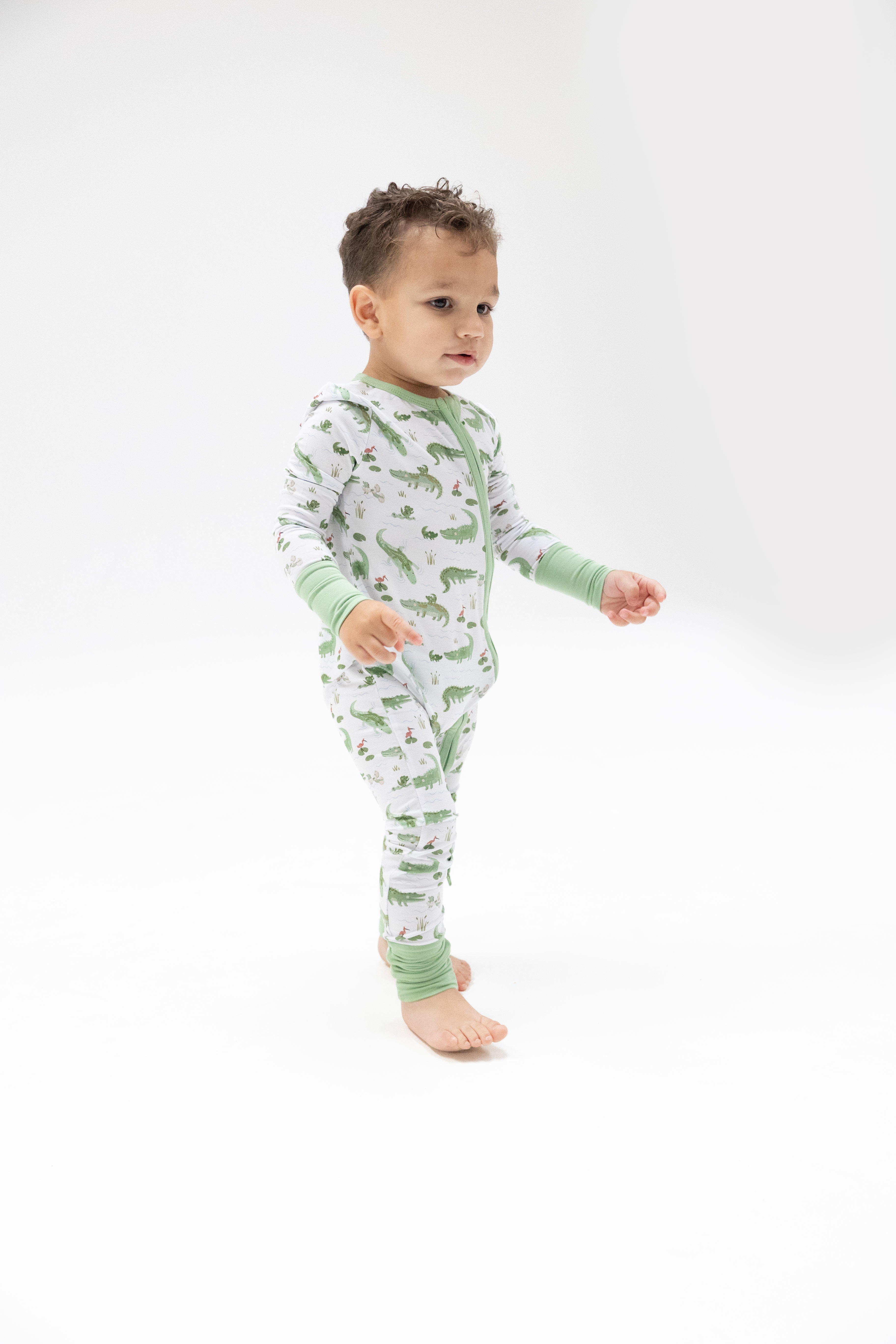 Zippered Romper - Crayon Alligator
