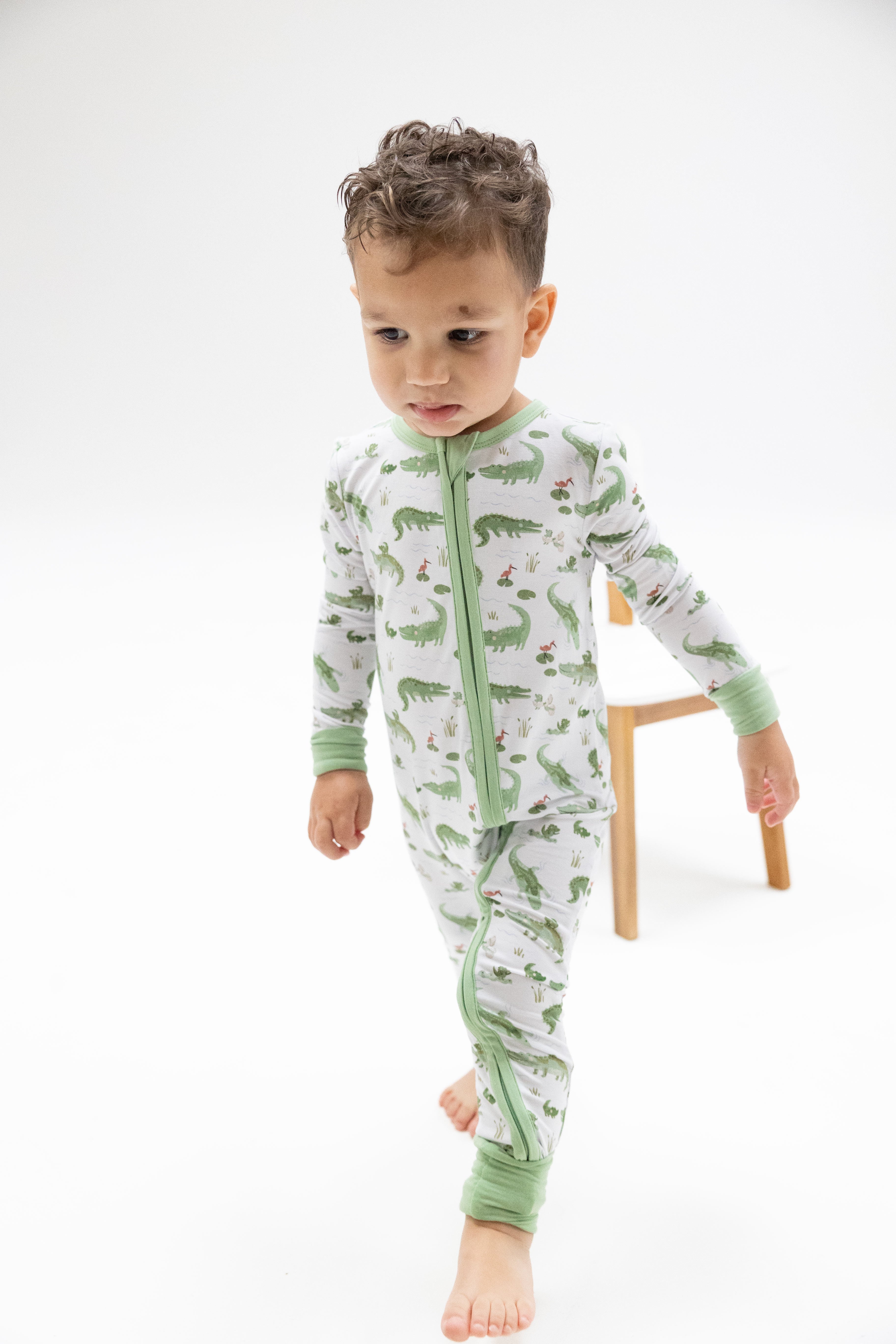 Zippered Romper - Crayon Alligator