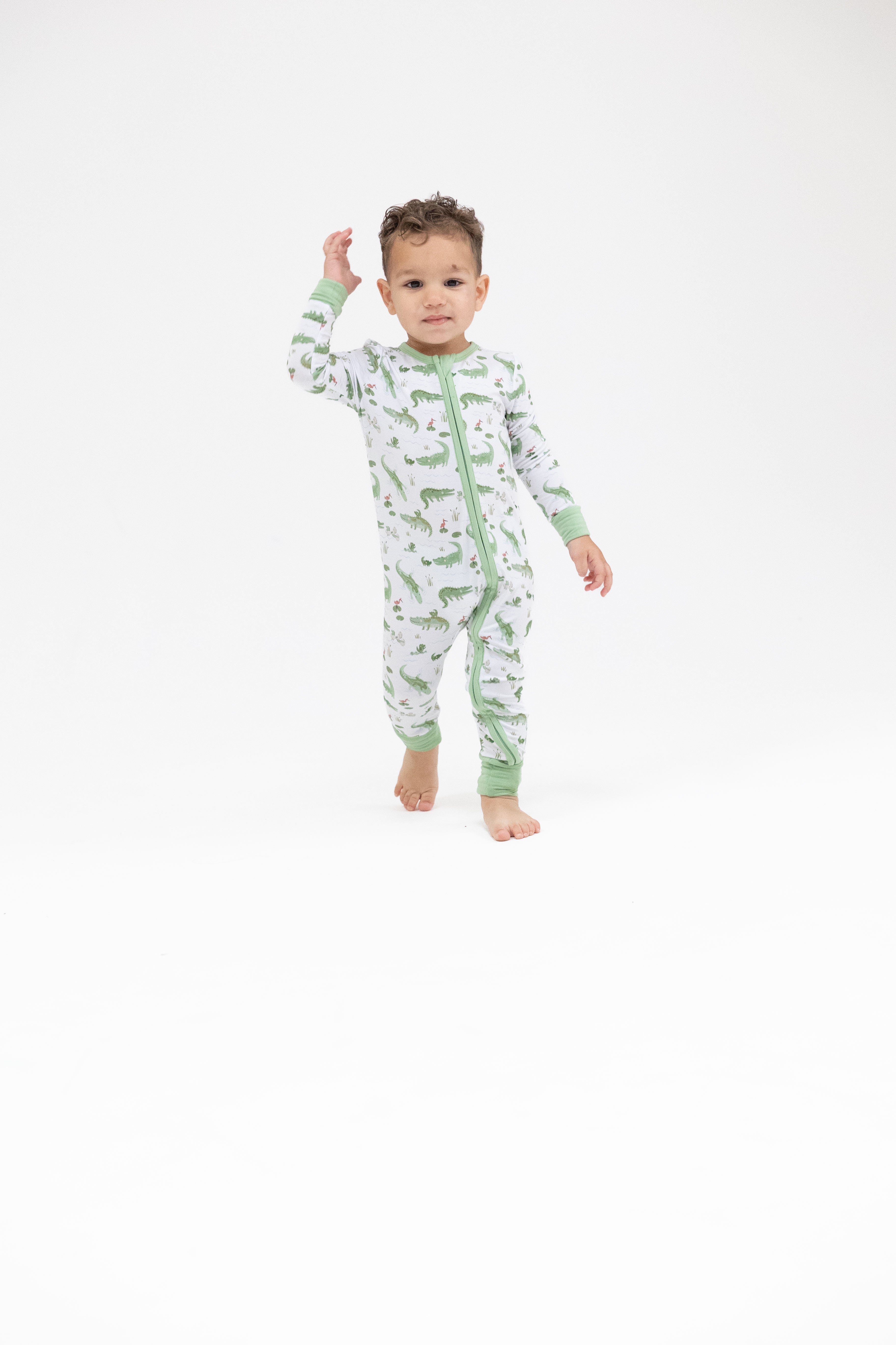 Zippered Romper - Crayon Alligator