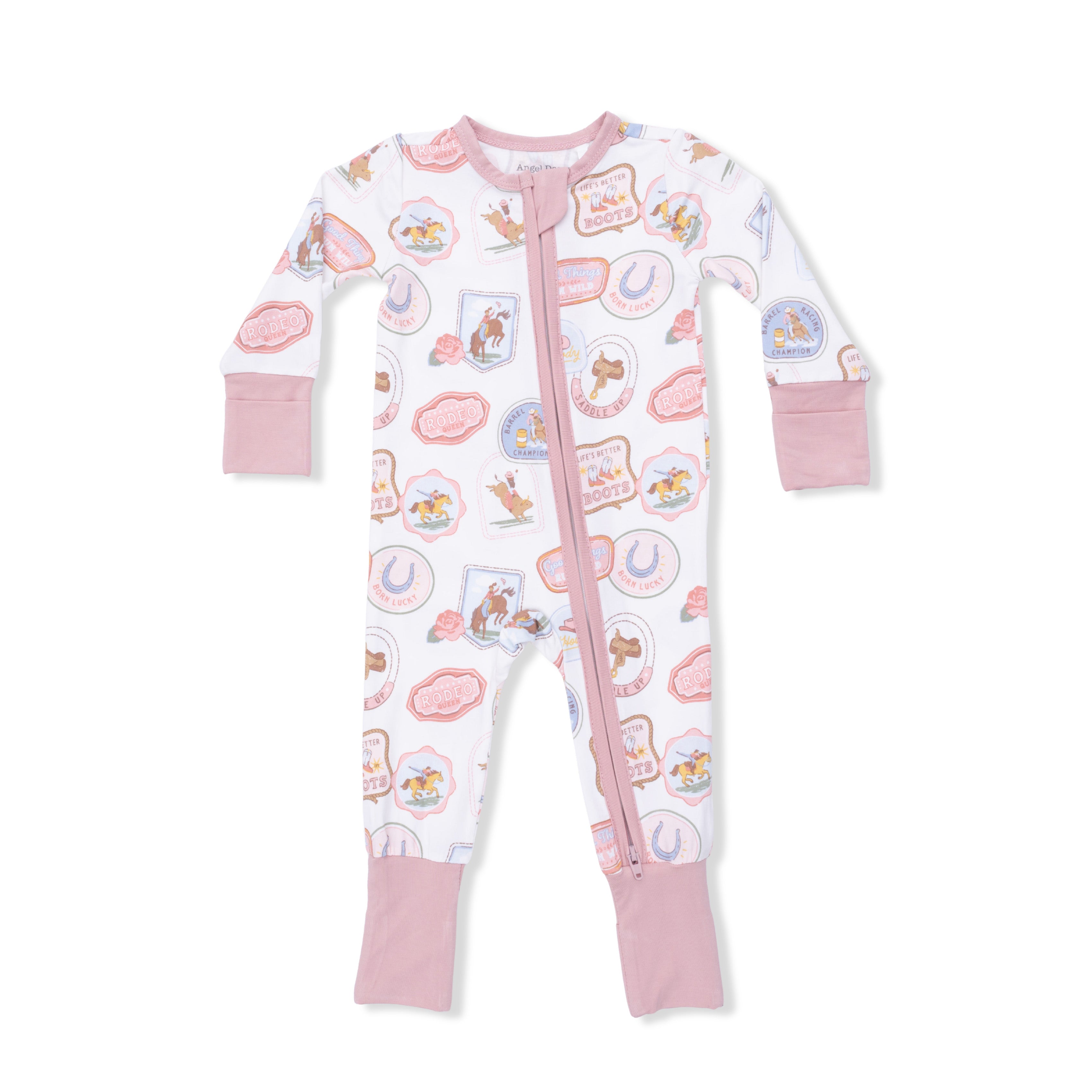 Zippered Romper - Rodeo Patches Pink