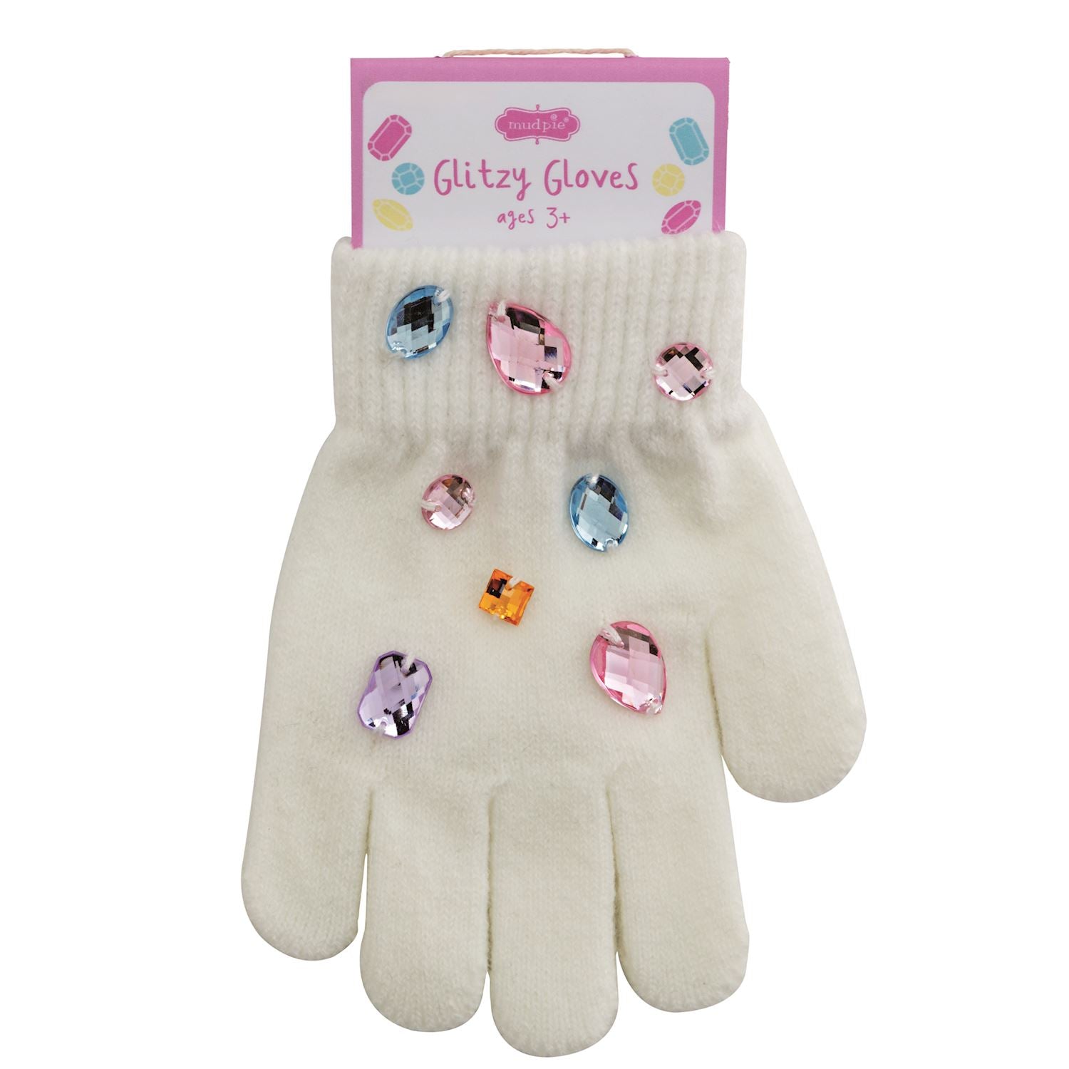 Glitzy Gloves - White