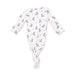Baby onesie with cowboy boot pattern on a white background