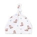 Baby hat with cowboy boot pattern on a white background