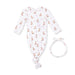 Baby wrap with boot pattern and matching headband on a white background