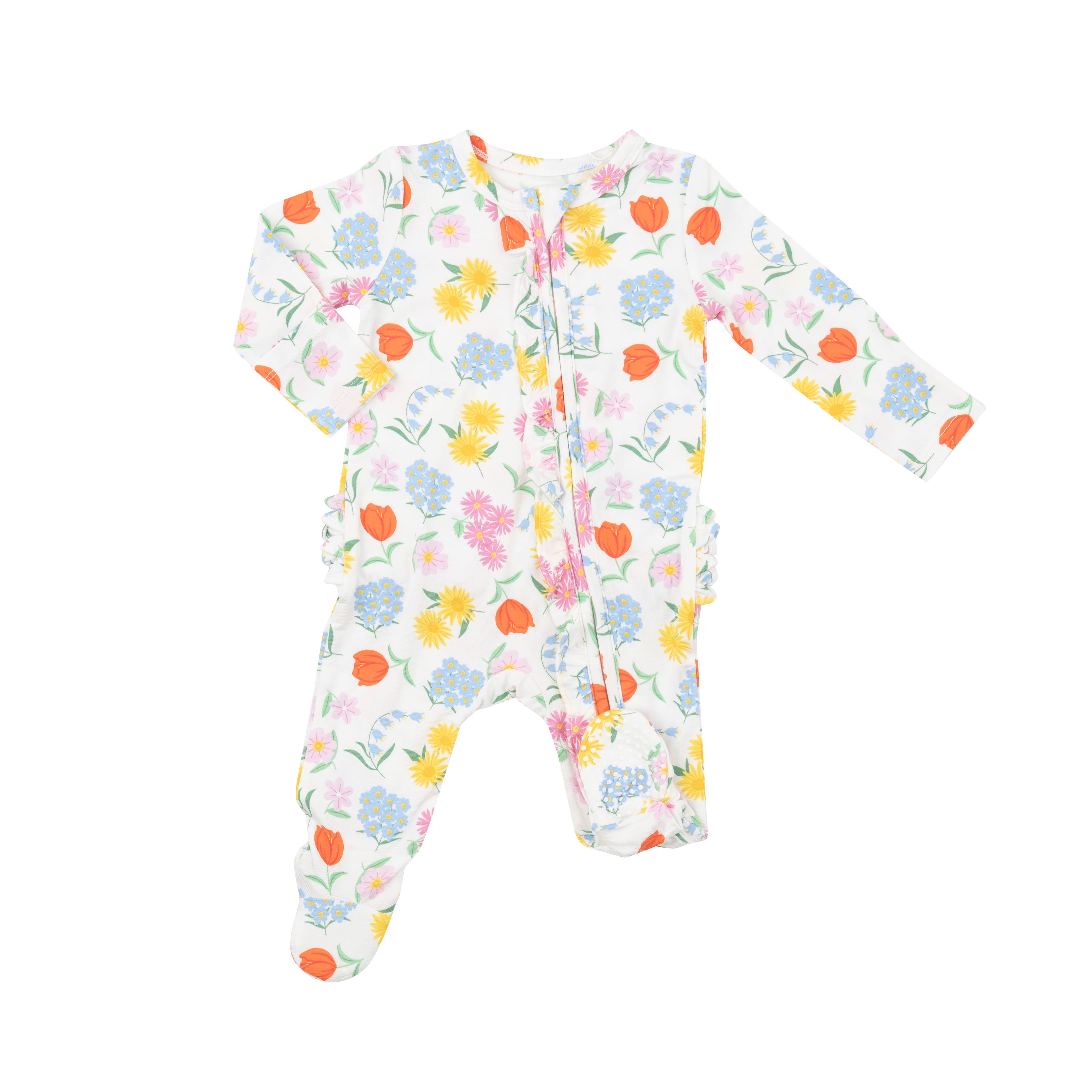 Zippered Ruffle Footie - Freshly Picked Floral
