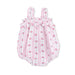 Baby romper with pink floral pattern on a white background