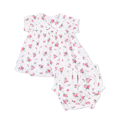 Floral-patterned baby dress on a white background