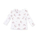 White long-sleeve shirt with dog pattern on a white background