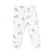 White baby leggings with pink dog pattern on a white background