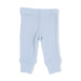 Light blue ribbed baby pants on a white background