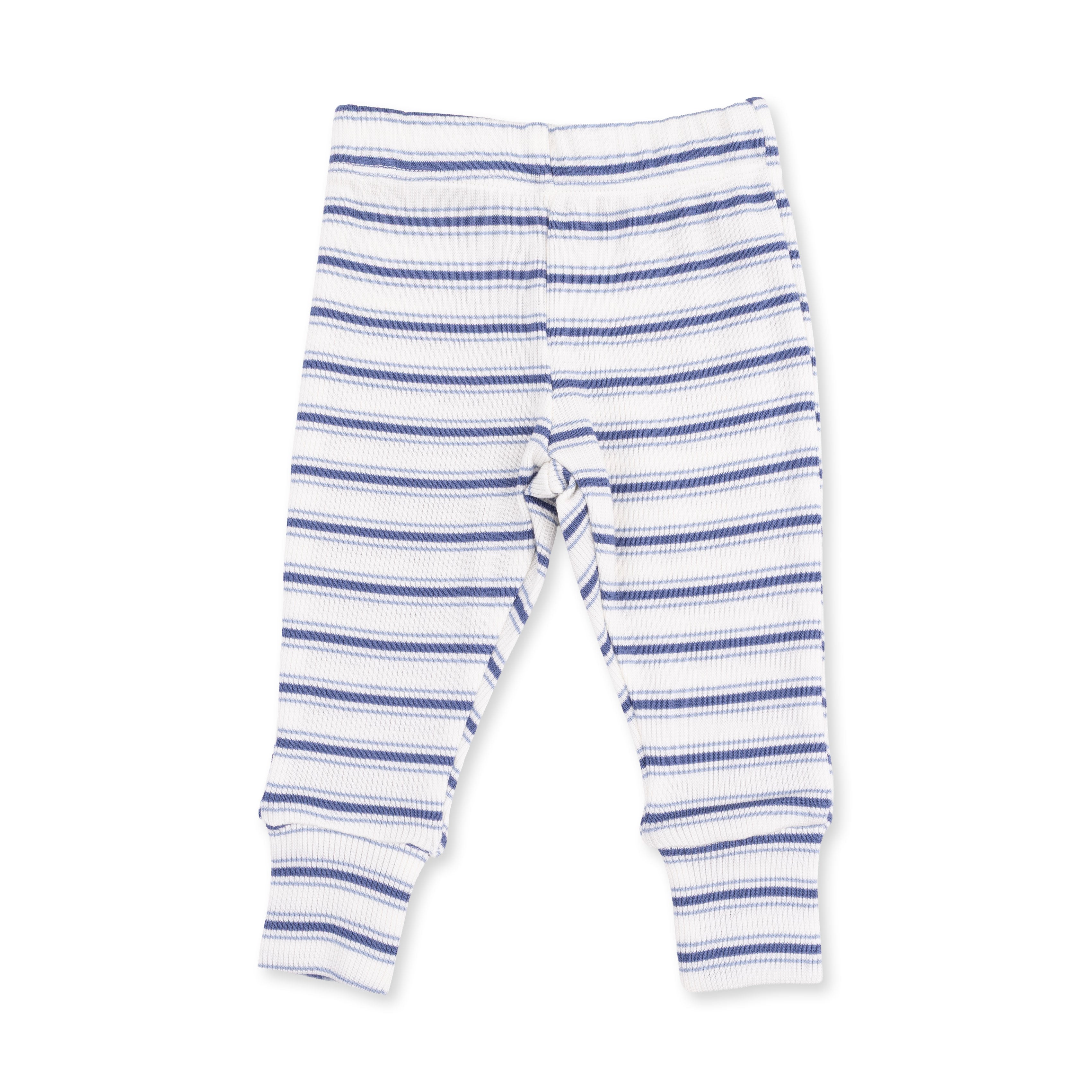 Striped baby leggings on a white background