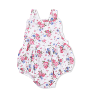 Floral baby romper on a white background