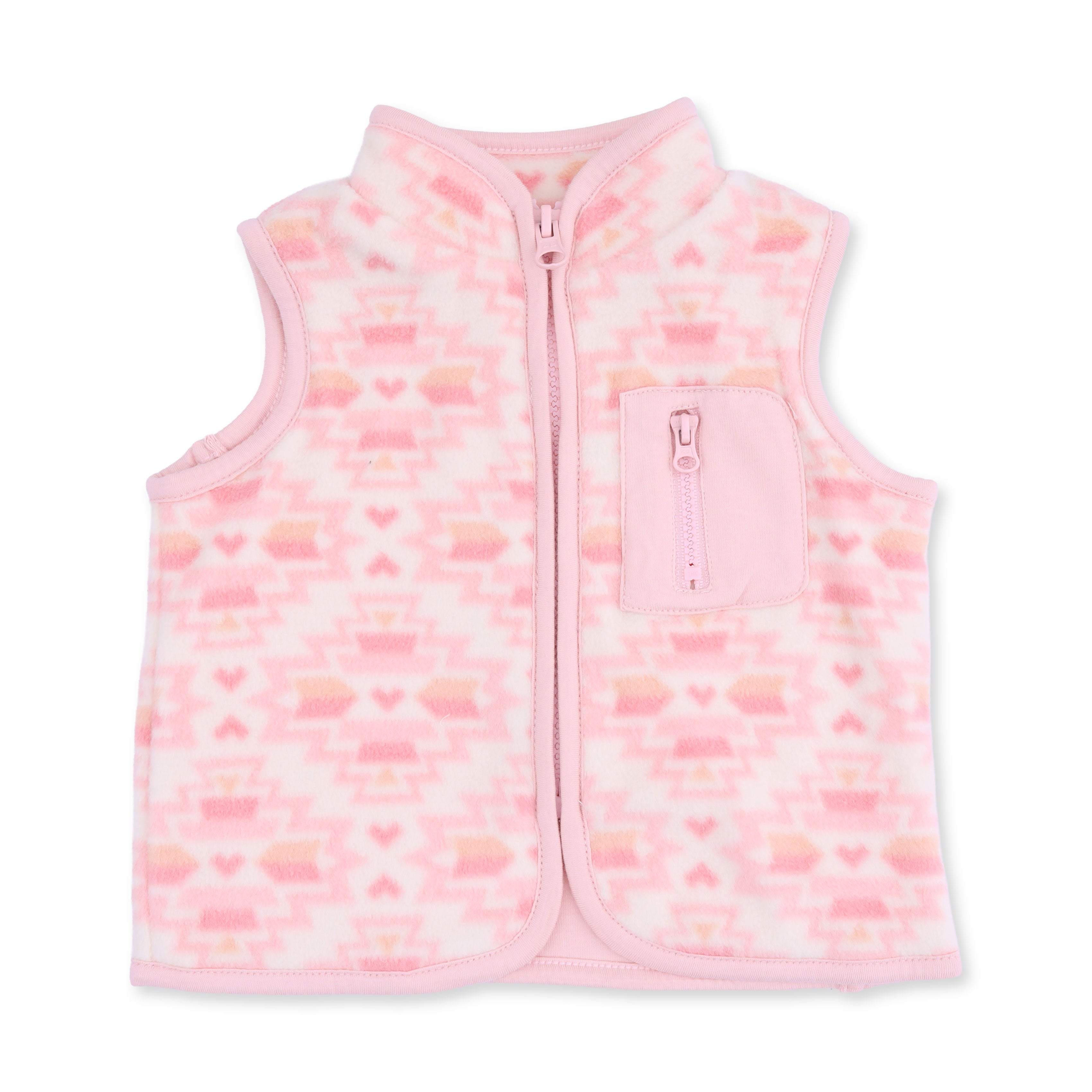 Fleece Zip Vest - SW Pink