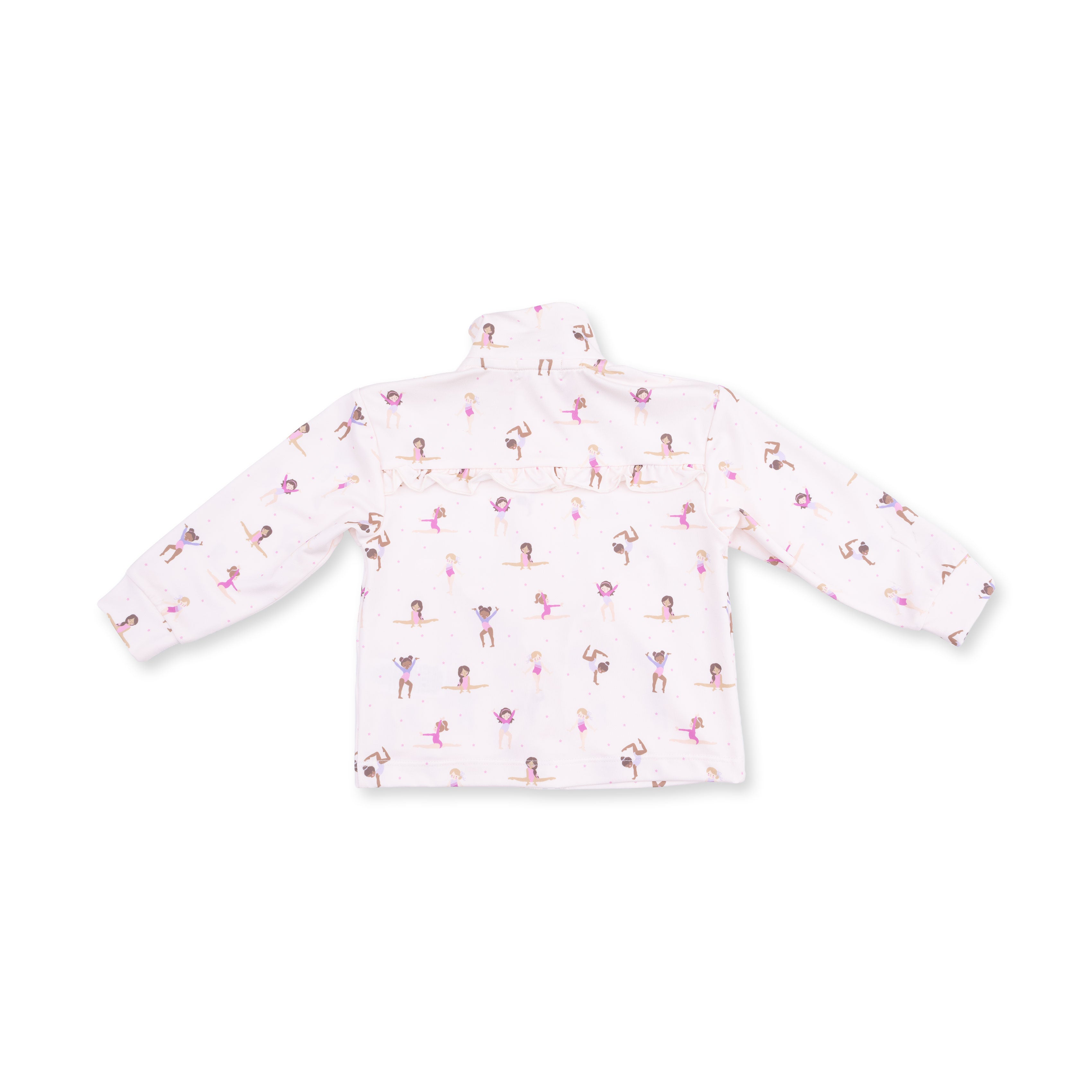 Children's jacket with a pink and white tumbler pattern on a white background