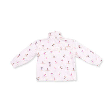 Children's jacket with a pink and white tumbler pattern on a white background