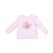 Pink long-sleeve shirt with football and bow design on a white background