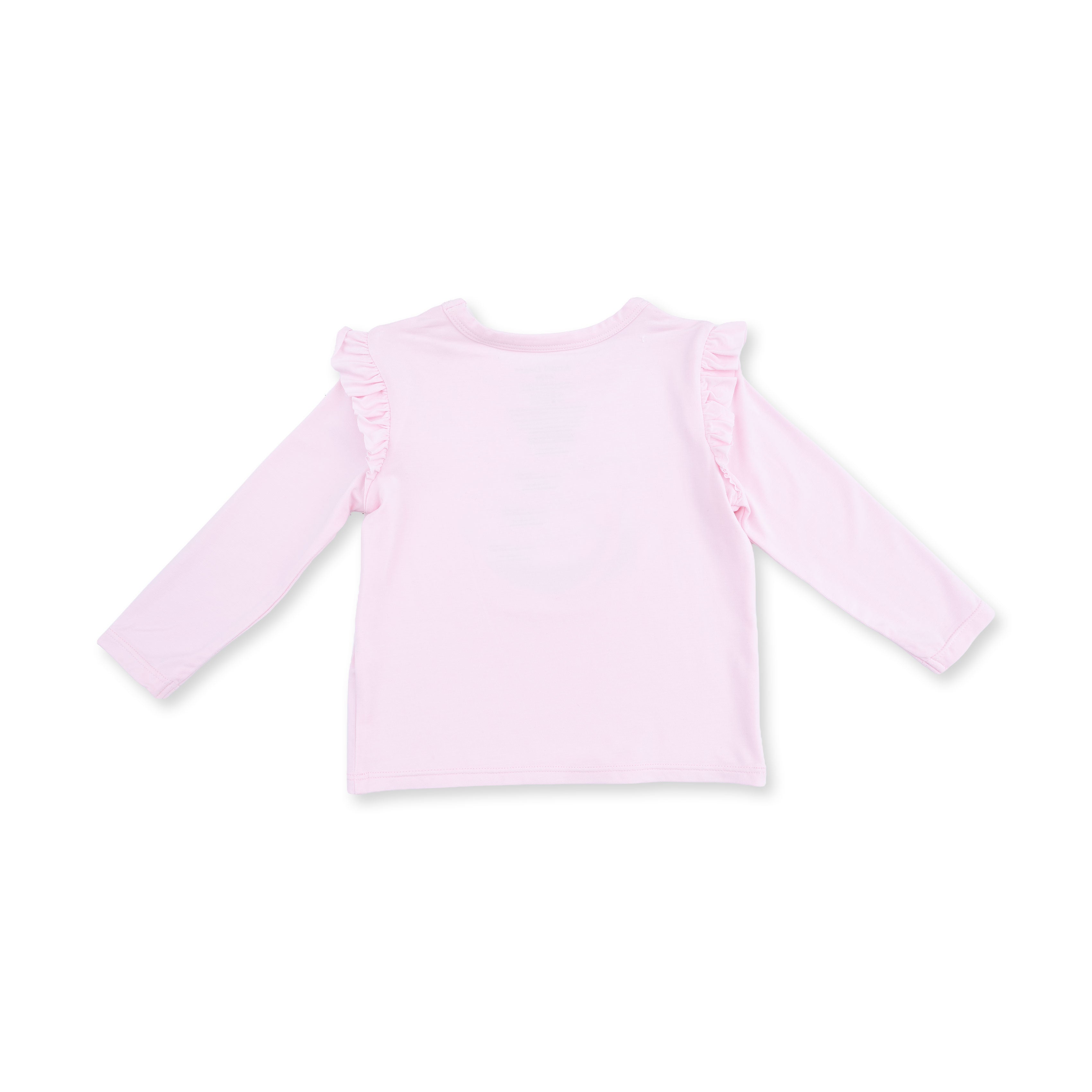 Pink long-sleeve shirt with football and bow design on a white background