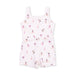 White tumbling outfit with tiny tumblers pattern on a white background