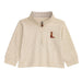 Beige children's sweatshirt with a small embroidered design on a white background