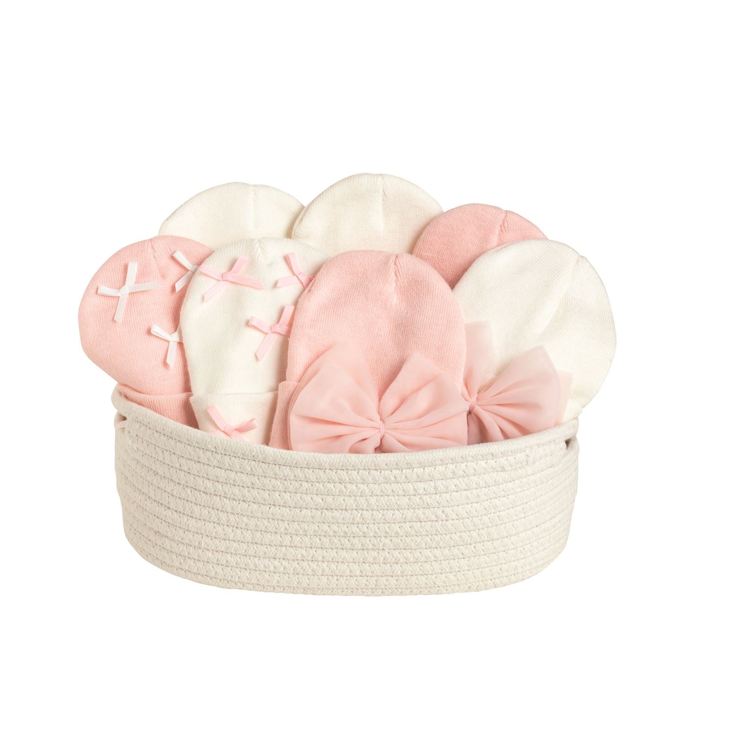 Pink and White Bow Hats for infants
