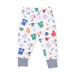 Children's pajama pants with sports-themed pattern on a white background